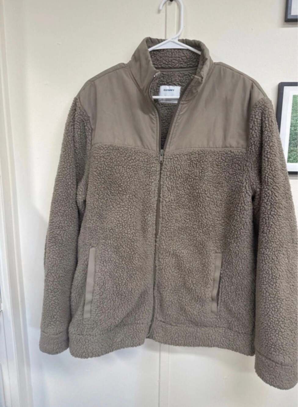 Old Navy Full-Zip Mock Neck Brown Sherpa Fleece Jacket